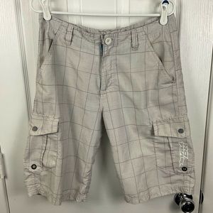 No Fear Men’s Beige Checkered Light Weight Cargo Shorts, Size 32 (Pre-Owned)